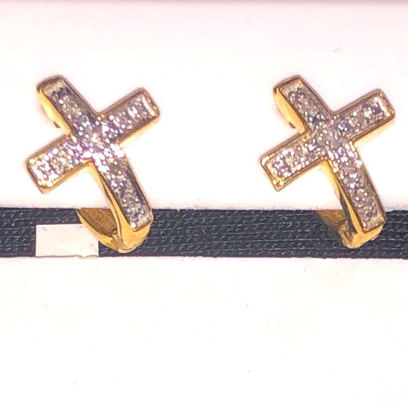 Mindsight Gems Other - Real Diamond Cross hoop earrings The perfect gift!